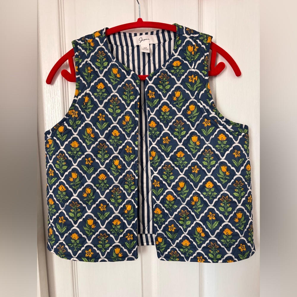 Japna Blue and Yellow Floral Vest